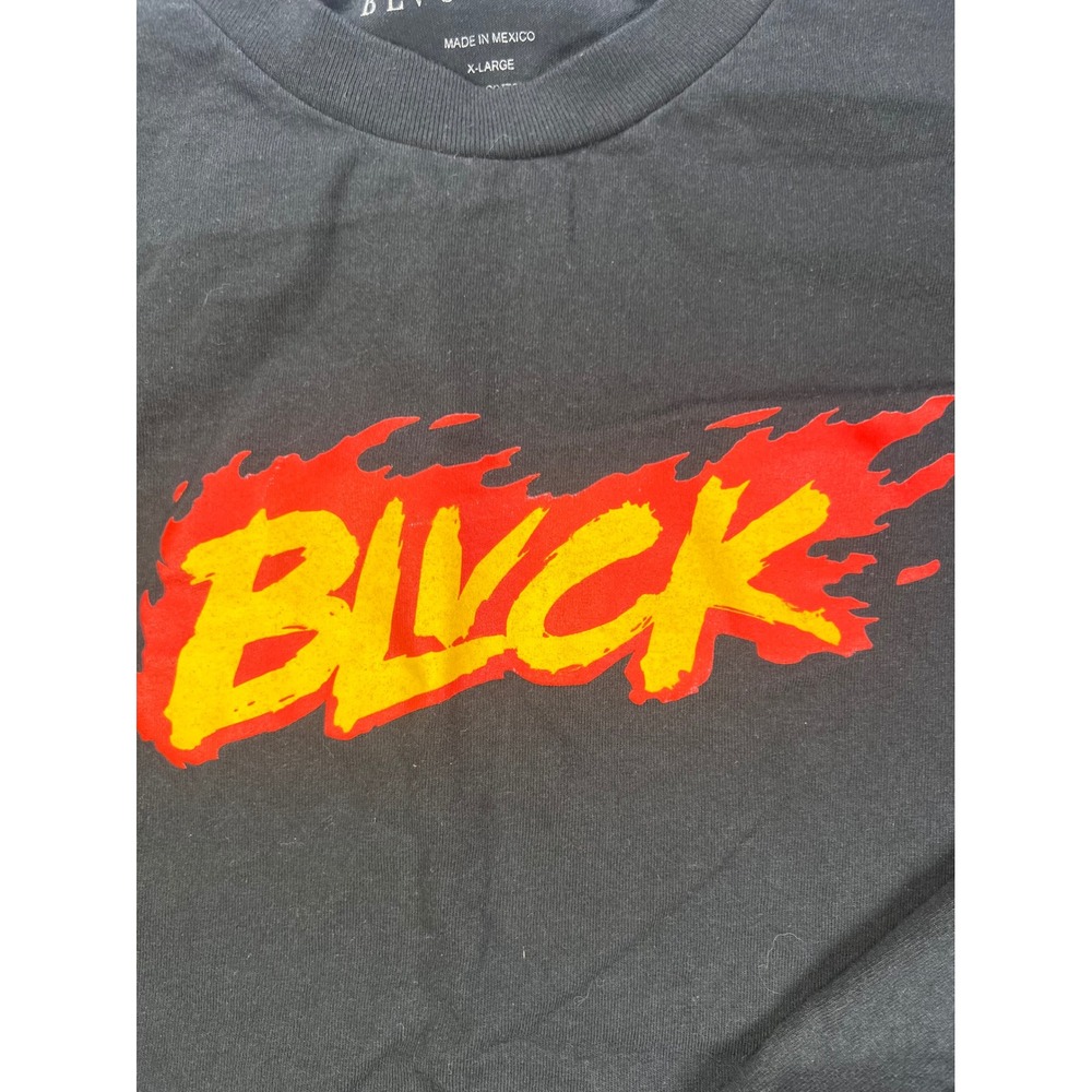 Black Scale Graphic Tee Mens XL Black Long Sleeve Flame Logo BLVCK Streetwear - Picture 2 of 6